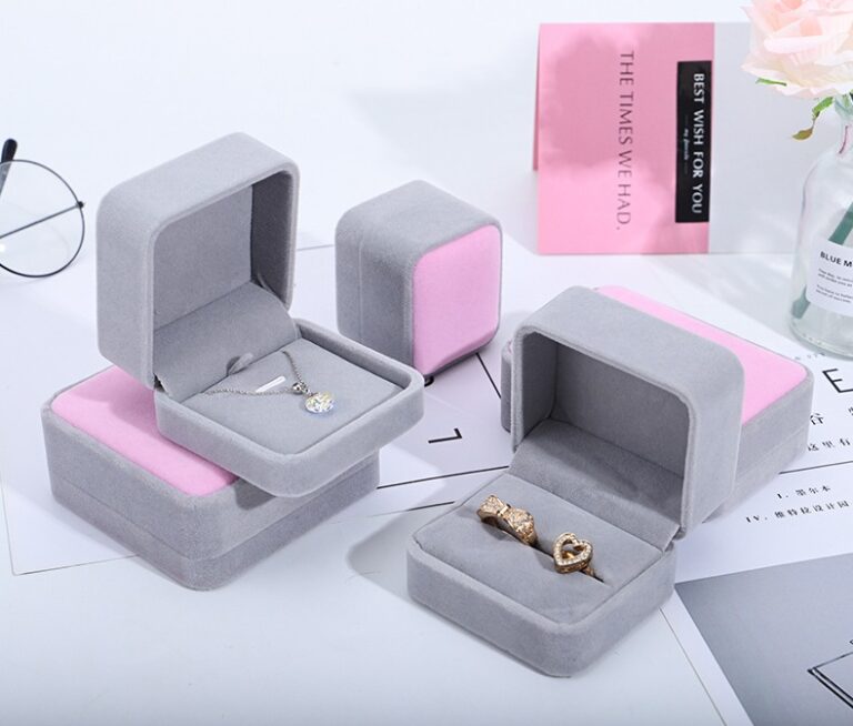 grey velvet gift box for jewelry